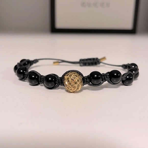 Swarovski black beaded bracelet with gold charm - Picture 2 of 2